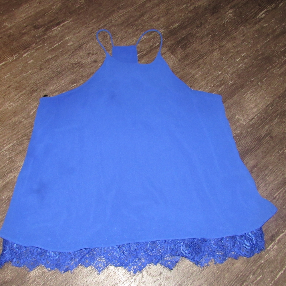 Sweet Journey blue racerback lace bottom Tank Top S